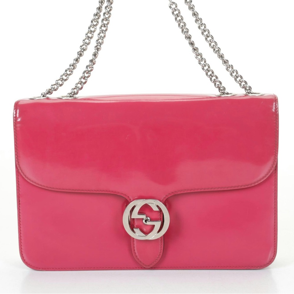 Gucci Fuchsia Leather Chain Shoulder Bag